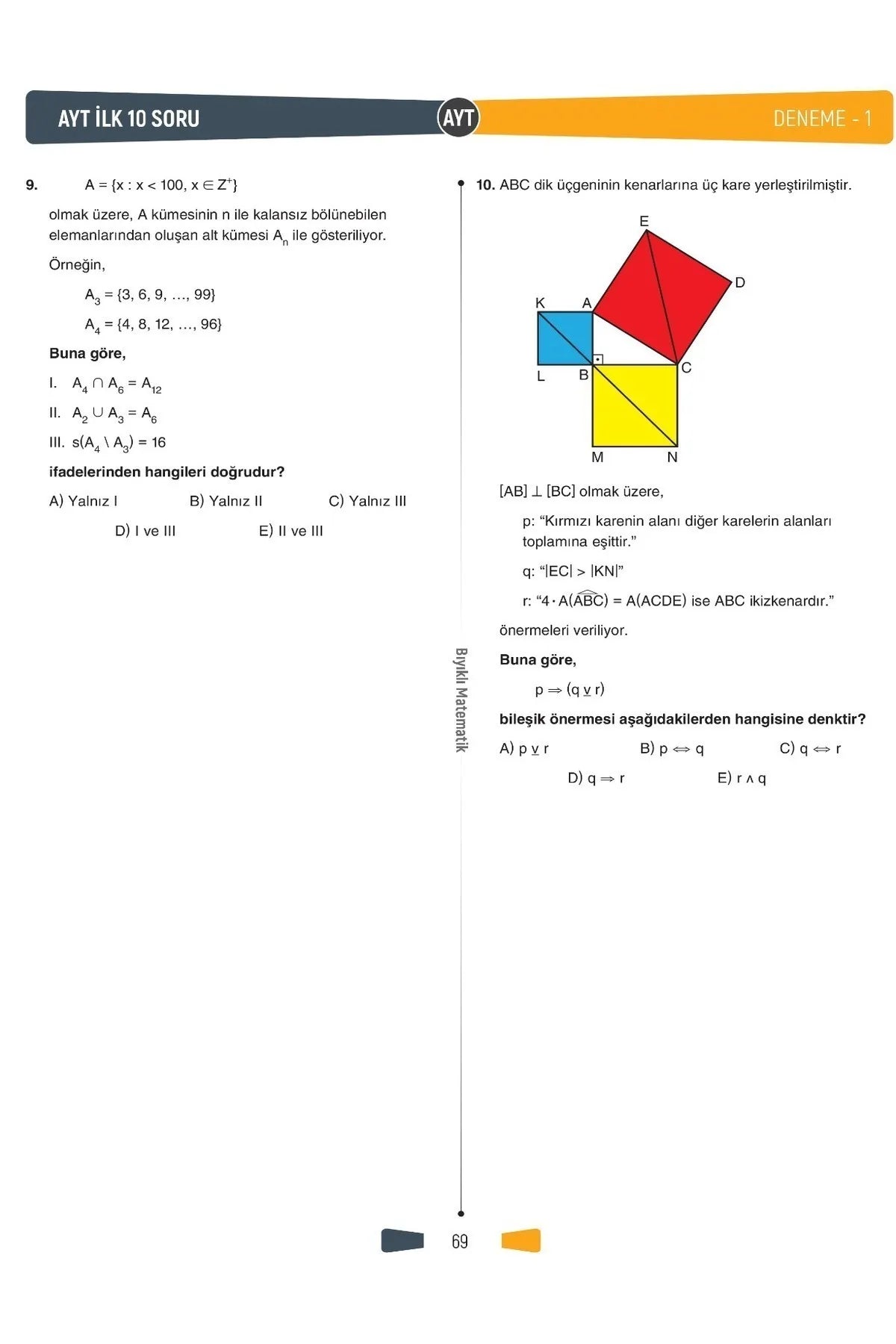 TYT İlk 12 - AYT İlk 10 Soru Matematik 30 Deneme- Öğren de Gel +22 Net - Bıyıklı Matematik